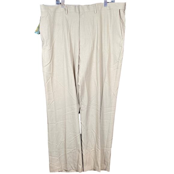 Haggar Mens Pants Tan Khaki Classic Fit Premium Stretch Workwear Dress 42x30 - Picture 1 of 12